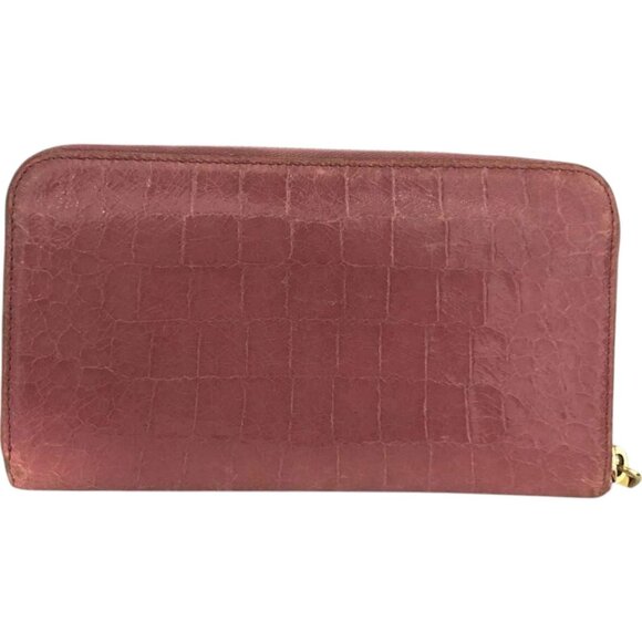 (L1) Authentic Miu Miu Wallet Long Embossed Pink Leather Luxury Vintage Designer - Picture 2 of 9